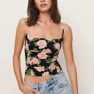 Reformation Black and Pink Fitted tank